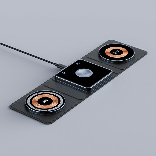 3 IN 1 Magnetic Folding fast Wireless Charger Station For IPhone , Watch And Airpods